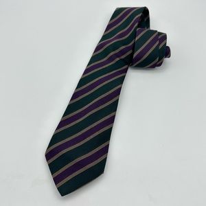 Vintage purple and green striped silk tie from Julius